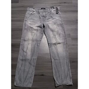 NWT AKOO Men's Gray  Big Oak Fit Distressed Straight Leg‎ Jeans Size 42x35